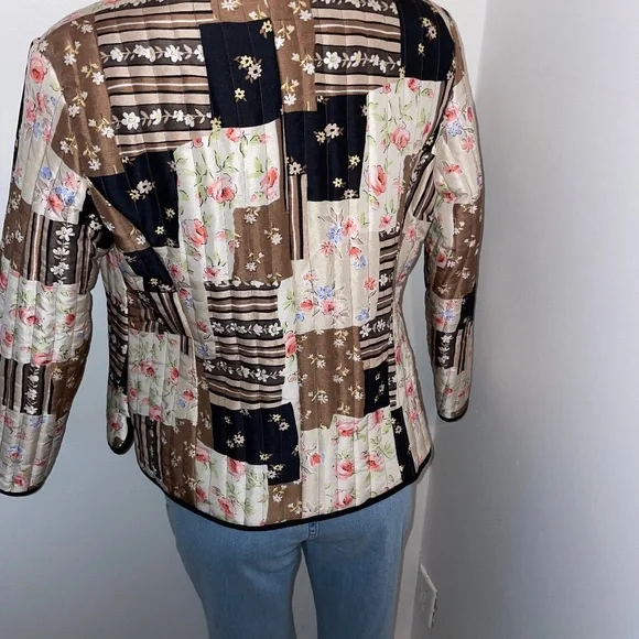 Silkland jacket patchwork silk multicolor floral medium petite - Picture 4 of 4